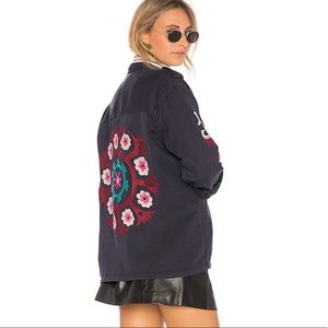 Rails Elliot Button Up Indigo Floral Embroidered Jacket Medium